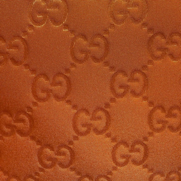 Gucci Orange Monogram Pouch – GG Satin with Leather Trim, Made in Italy - Picture 4 of 9